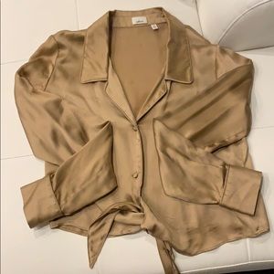 Wilfred front tie satin blouse xxs